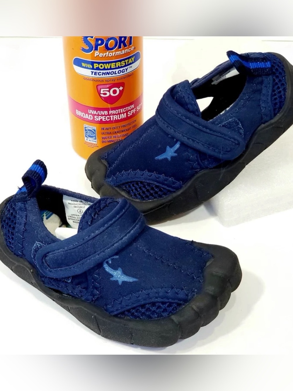 Koala Kids Navy Water Shoes with Hook-and-Loop Strap Closure Size 4 Toddler EUC